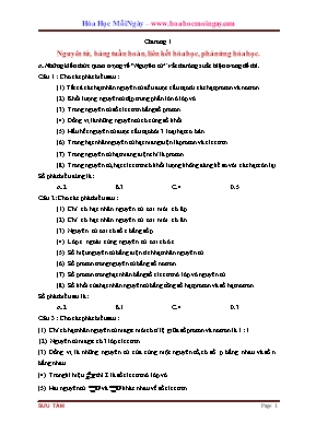 Chuyên đề Hóa học Lớp 10 Nguyên tử, bảng tuần hoàn, liên kết hóa học, phản ứng hóa học